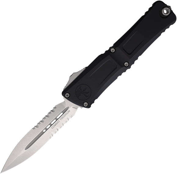 Microtech Automatic Combat Troodon Gen III OTF Knife Black Aluminum Serrated Dagger Blade 114211