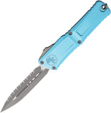 Microtech Automatic Combat Troodon Gen III OTF Knife Turquoise Aluminum Apocalyptic Serrated Blade 114212APTQ