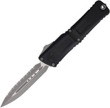 Microtech Automatic Combat Troodon Gen III OTF Knife Black Aluminum Apocalyptic Serrated Blade 114212AP