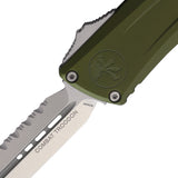 Microtech Automatic Combat Troodon Gen III OTF Knife OD Green Aluminum Stonewash Top Serrated Blade 114212OD