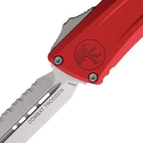 Microtech Automatic Combat Troodon Gen III OTF Knife Red Aluminum Stonewash Serrated Blade 114212RD