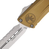 Microtech Automatic Combat Troodon Gen III OTF Knife Tan Aluminum Stonewash Top Serrated Blade 114212TA