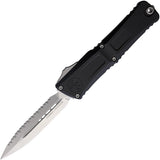 Microtech Automatic Combat Troodon Gen III OTF Knife Black Aluminum Stonewash Serrated Blade 114212
