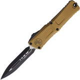 Microtech Automatic Combat Troodon Gen III OTF Knife Tan Aluminum Two-Tone Dagger Blade 11421TA