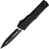 Microtech Automatic Combat Troodon Gen III OTF Knife Black Aluminum Two-Tone Dagger Blade 11421T