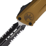 Microtech Automatic Combat Troodon Gen III OTF Knife Tan Aluminum Two-Tone Serrated Dagger Blade 11422TA