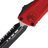 Microtech Automatic Combat Troodon Gen III OTF Knife Red Aluminum Two-Tone Top Serrated Blade 11423RD