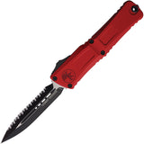 Microtech Automatic Combat Troodon Gen III OTF Knife Red Aluminum Two-Tone Top Serrated Blade 11423RD