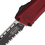 Microtech Automatic Combat Troodon Gen III OTF Knife Merlot Red Aluminum Two-Tone Serrated Blade 11432MR