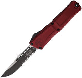 Microtech Automatic Combat Troodon Gen III OTF Knife Merlot Red Aluminum Two-Tone Serrated Blade 11432MR