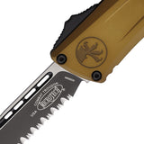 Microtech Automatic Combat Troodon Gen III OTF Knife Tan Aluminum Two-Tone Serrated Blade 11432TA