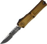 Microtech Automatic Combat Troodon Gen III OTF Knife Tan Aluminum Two-Tone Serrated Blade 11432TA
