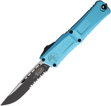 Microtech Automatic Combat Troodon Gen III OTF Knife Turquoise Aluminum Two-Tone Serrated Blade 11432TQ