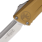 Microtech Automatic Combat Troodon Gen III OTF Knife Tan Aluminum Stonewash Tanto Blade 114410TA