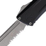 Microtech Automatic Combat Troodon Gen III OTF Knife Black Aluminum Apocalyptic Serrated Tanto Blade 114411AP
