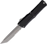 Microtech Automatic Combat Troodon Gen III OTF Knife Black Aluminum Apocalyptic Serrated Tanto Blade 114411AP