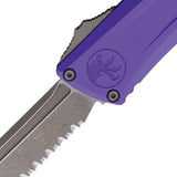 Microtech Automatic Combat Troodon Gen III OTF Knife Purple Aluminum Apocalyptic Serrated Tanto Blade 114412APPU