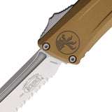 Microtech Automatic Combat Troodon Gen III OTF Knife Tan Aluminum Serrated Tanto Blade 114412TA