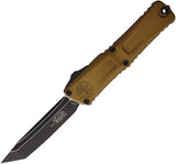 Microtech Automatic Combat Troodon Gen III OTF Knife Tan Aluminum Two-Tone Tanto Blade 11441TA