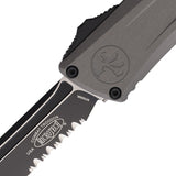 Microtech Automatic Combat Troodon Gen III OTF Knife Natural Clear Gray Aluminum Serrated Tanto Blade 11442NC