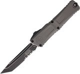 Microtech Automatic Combat Troodon Gen III OTF Knife Natural Clear Gray Aluminum Serrated Tanto Blade 11442NC