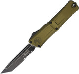 Microtech Automatic Combat Troodon Gen III OTF Knife OD Green Aluminum Serrated Tanto Blade 11442OD