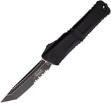 Microtech Automatic Combat Troodon Gen III OTF Knife Black Aluminum Serrated Tanto Blade 11442T