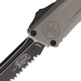 Microtech Automatic Combat Troodon Gen III OTF Knife Natural Clear Gray Aluminum Serrated Tanto Blade 11443NC