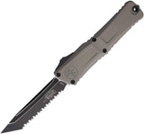 Microtech Automatic Combat Troodon Gen III OTF Knife Natural Clear Gray Aluminum Serrated Tanto Blade 11443NC
