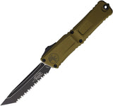 Microtech Automatic Combat Troodon Gen III OTF Knife OD Green Aluminum Serrated Tanto Blade 11443OD