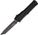 Microtech Automatic Combat Troodon Gen III OTF Knife Black Aluminum Serrated Tanto Blade 11443T