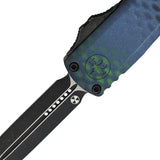 Microtech Automatic UTX-70 Gen IV OTF Knife Blue X-51 Aluminum Two-Tone Double Edge Dagger Blade 114741BLX51S