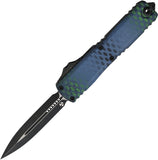 Microtech Automatic UTX-70 Gen IV OTF Knife Blue X-51 Aluminum Two-Tone Double Edge Dagger Blade 114741BLX51S