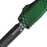 Microtech Automatic UTX-70 Gen IV OTF Knife Green X-51 Aluminum Two-Tone Double Edge Dagger Blade 114741GRX51S