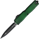 Microtech Automatic UTX-70 Gen IV OTF Knife Green X-51 Aluminum Two-Tone Double Edge Dagger Blade 114741GRX51S