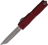 Microtech Automatic UTX-70 Gen IV OTF Knife Merlot Red Aluminum Apocalyptic Tanto Blade 1149410APMR