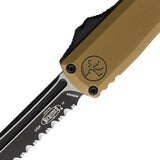 Microtech Automatic UTX-70 Gen IV OTF Knife Tan Aluminum Two-Tone Serrated Tanto Blade 114943TA