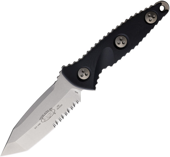 Microtech Socom Alpha Mini Black G10 Partially Serrated Tanto Fixed Blade Knife 114M11