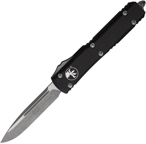 Microtech Automatic Ultratech OTF Knife Black Aluminum Apocalyptic Drop Pt Blade 12110AP