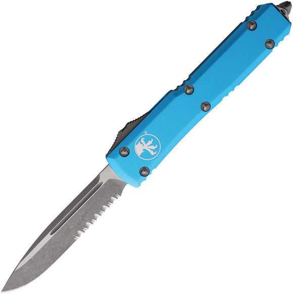 Microtech Automatic Ultratech OTF Knife Turquoise Aluminum Apocalyptic Partially Serrated Blade 12111APTQ