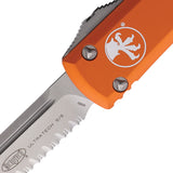 Microtech Automatic Ultratech OTF Knife Orange Aluminum Partially Serrated Drop Pt Blade 12111OR