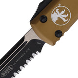 Microtech Automatic Ultratech OTF Knife Tan Aluminum Partially Serrated Drop Pt Blade 1212TA