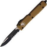 Microtech Automatic Ultratech OTF Knife Tan Aluminum Partially Serrated Drop Pt Blade 1212TA