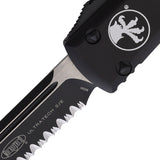 Microtech Automatic Ultratech OTF Knife Black Aluminum Partially Serrated Drop Pt Blade 1212T