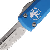 Microtech Automatic Ultratech OTF Knife Blue Aluminum Partially Serrated Drop Pt Blade 1215BL