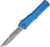 Microtech Automatic Combat Troodon Interceptor Gen III OTF Knife Blue Aluminum Apocalyptic Serrated Blade 121711APBLS