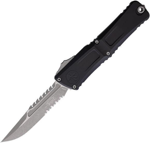 Microtech Automatic Combat Troodon Interceptor Gen III OTF Knife Black Aluminum Apocalyptic Serrated Blade 121711APS