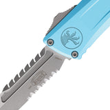 Microtech Automatic Combat Troodon Interceptor Gen III OTF Knife Turquoise Aluminum Apocalyptic Serrated Blade 121711APTQS