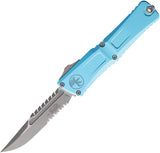 Microtech Automatic Combat Troodon Interceptor Gen III OTF Knife Turquoise Aluminum Apocalyptic Serrated Blade 121711APTQS