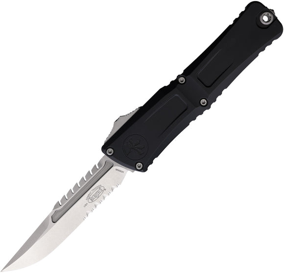 Microtech Automatic Combat Troodon Interceptor Gen III OTF Knife Black Aluminum Serrated Blade 121711S